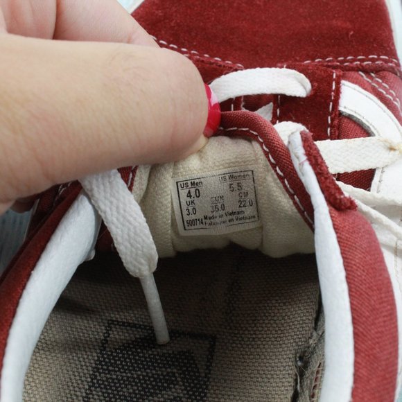 Vans Off The Wall Red Suede Canvas Lace up Low Top Skate Sneakers M 4 L 5.5 - Picture 6 of 9